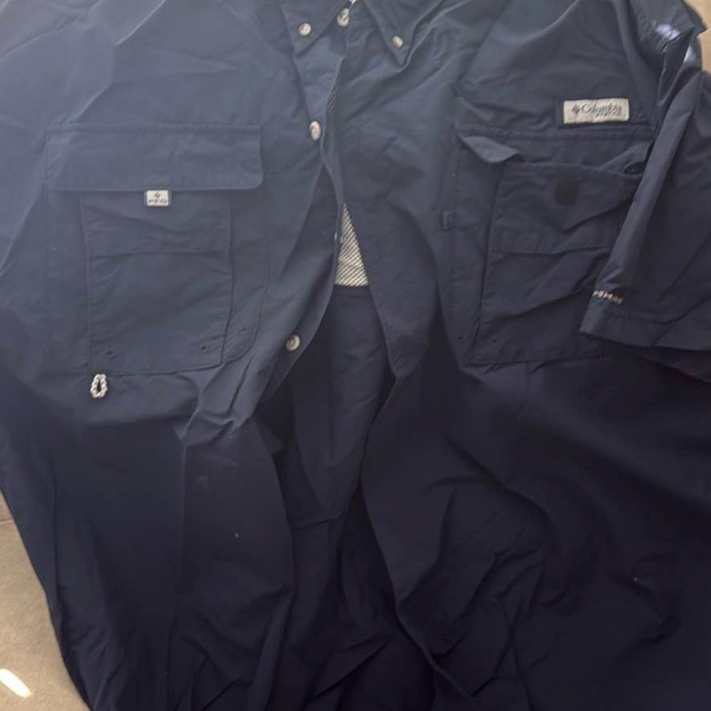 Columbia PFG Mens Navy Button-Up Shirt 4X